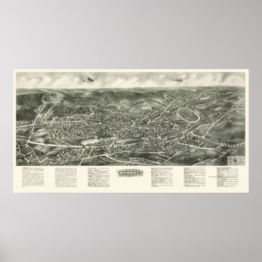 Monroe, NY Panoramic Map - 1923 Poster (Voorkant)