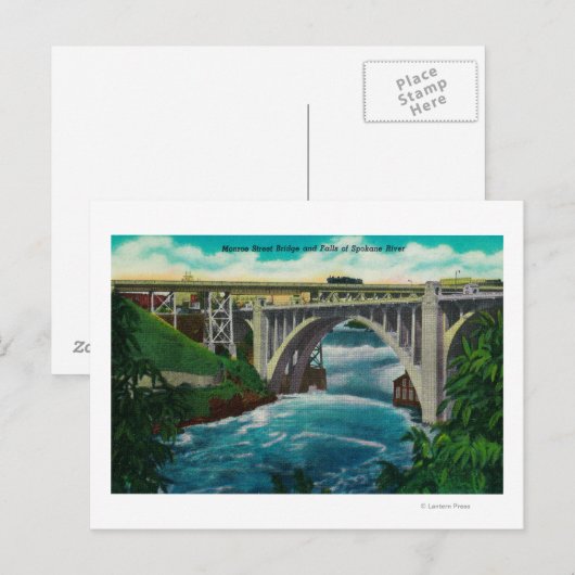 Monroe Street Bridge en Herfsten op Spokane River Briefkaart (Voorkant / Achterkant)