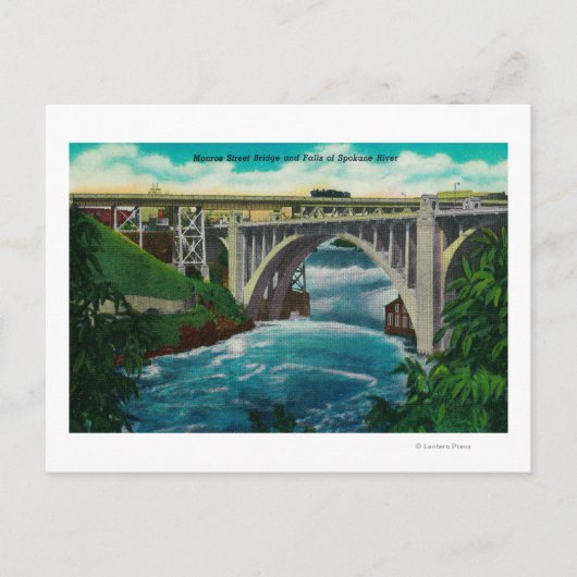 Monroe Street Bridge en Herfsten op Spokane River Briefkaart (Voorkant)