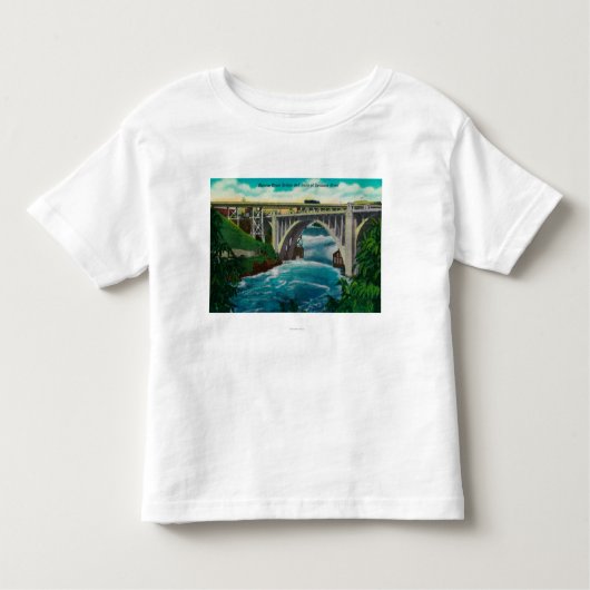 Monroe Street Bridge en Herfsten op Spokane River Kinder Shirts (Voorkant)