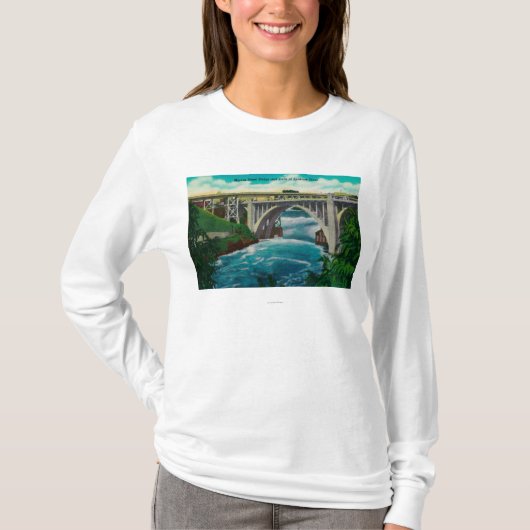 Monroe Street Bridge en Herfsten op Spokane River T-shirt (Voorkant)