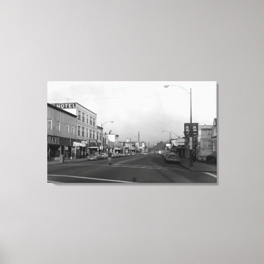 Monroe, WA - Downtown Street Scene Canvas Afdruk (Voorkant)