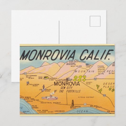  Monrovia Californië Briefkaart (Voorkant / Achterkant)