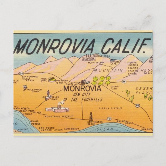  Monrovia Californië Briefkaart (Voorkant)