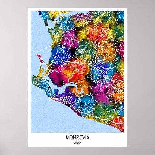 Monrovia Liberia Stadsplattegrond Poster (Voorkant)