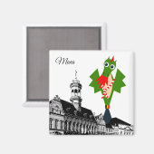 Mons - stad van Doudou Ducasse-reis Magneet (Voorkant / Achterkant)