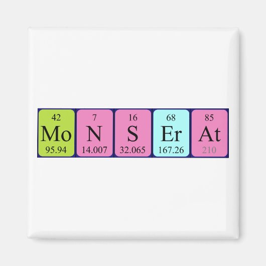 Monserat periodiek table name magnet (Voorkant)