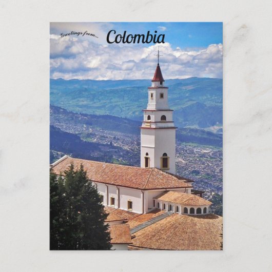 Monserratenkerk in het Briefkaart Bogota Colombia (Voorkant)