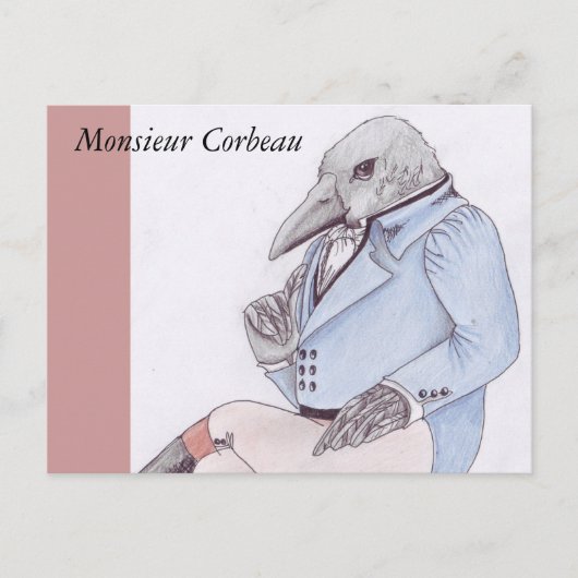 Monsieur Corbeau Briefkaart (Voorkant)