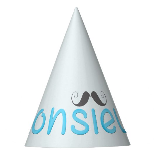 MONSIEUR Fun French Quote & Mustache - Blue - Feesthoedjes (Voorkant)