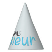 MONSIEUR Fun French Quote & Mustache - Blue - Feesthoedjes (Rechts)