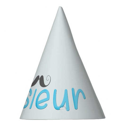 MONSIEUR Fun French Quote & Mustache - Blue - Feesthoedjes (Rechts)