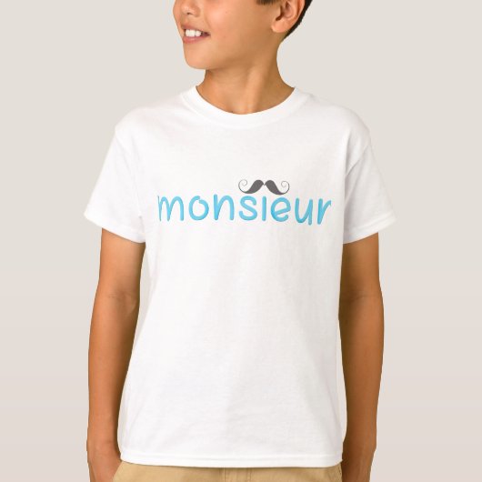 MONSIEUR Fun French Quote & Mustache - Blue - T-shirt (Voorkant)