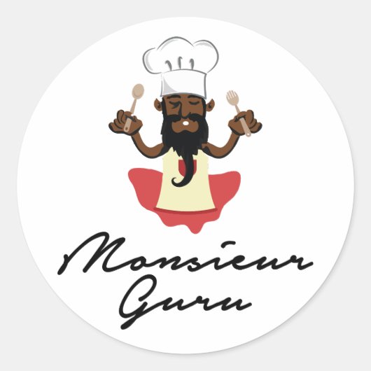 Monsieur Guru Ronde Sticker (Voorkant)
