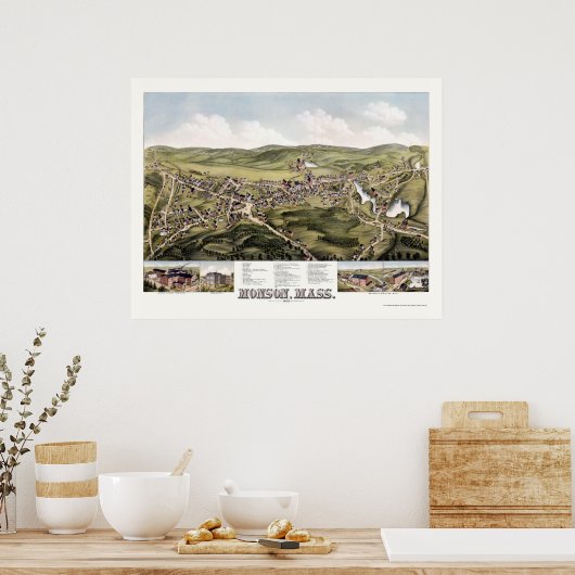 Monson, MA Panoramic Map - 1879 Poster (Keuken)