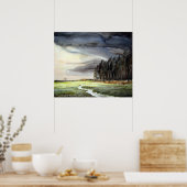MONSOON LANDSCAPE EN BOSBOUW-WATERVERF POSTER (Keuken)