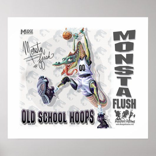 Monsta Flush Dinosaur Basketball Poster (Voorkant)