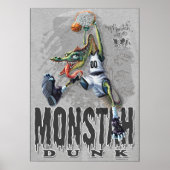 Monstah Dunk Dinosaur Basketball Poster (Voorkant)