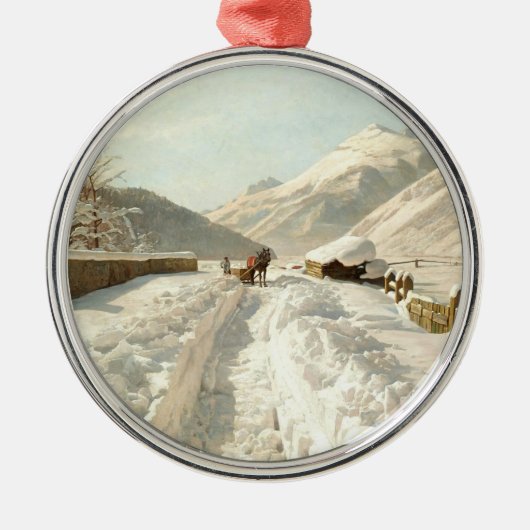 Monsted - Winter in Ponte-Campovasto, Zwitserland Metalen Ornament (Voorkant)