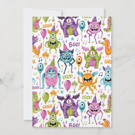 Monster 1e Verjaardag Jongen Halloween Party Kaart (Achterkant)