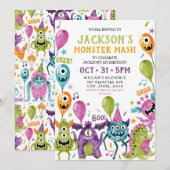 Monster 1e Verjaardag Jongen Halloween Party Kaart (Voorkant / Achterkant)