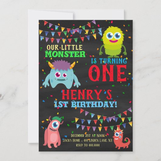 Monster 1e verjaardag kaart (Voorkant)