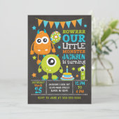 Monster 1e verjaardag uitnodiging (Staand voorkant)