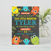 Monster 1e verjaardag Uitnodiging (Staand voorkant)
