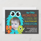 Monster 1e verjaardag uitnodiging met foto (Voorkant)