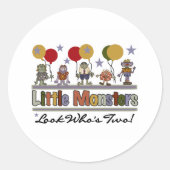 Monster 2e verjaardag ronde sticker (Voorkant)