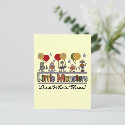 Monster 3e verjaardag Tshirts en geschenken Briefkaart (Staand voorkant)