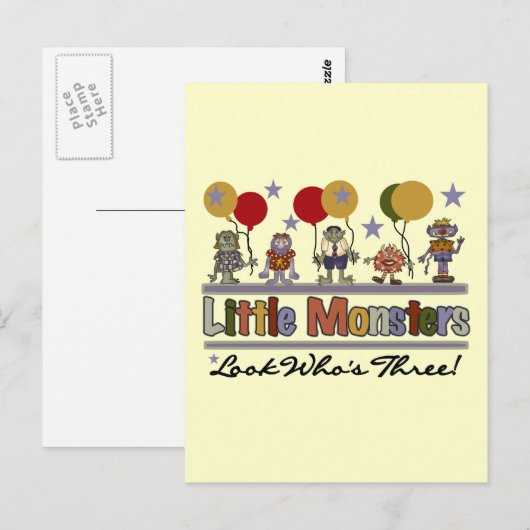 Monster 3e verjaardag Tshirts en geschenken Briefkaart (Voorkant / Achterkant)