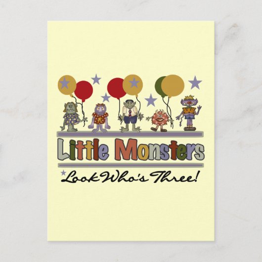 Monster 3e verjaardag Tshirts en geschenken Briefkaart (Voorkant)