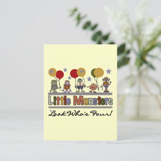 Monster 4e verjaardag Tshirts en geschenken Briefkaart (Staand voorkant)