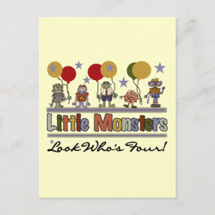 Monster 4e verjaardag Tshirts en geschenken Briefkaart
