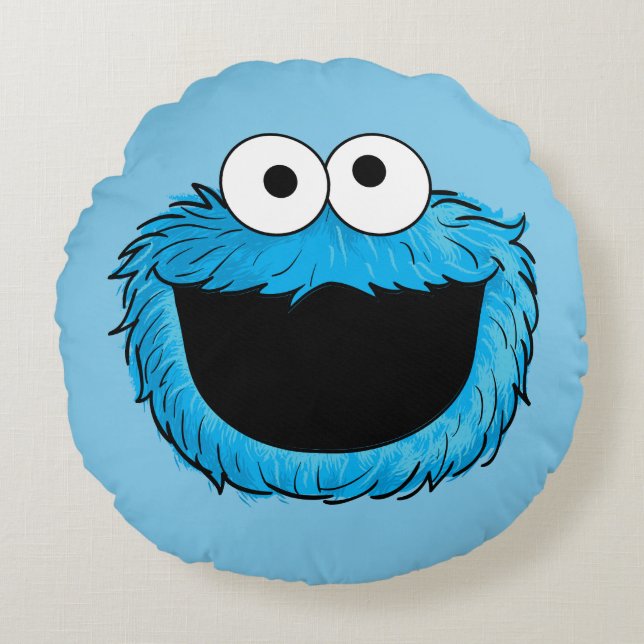 Monster aan het einde van dit artikel | Koekjesmon Rond Kussen (Voorkant)