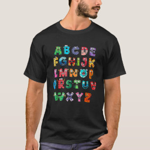 Monster ABC Schattig Alfabet Halloween Onderwijs K T-shirt