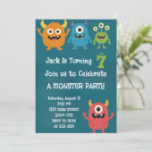 Monster Alien Kids Birthday Invitation Kaart (Staand voorkant)