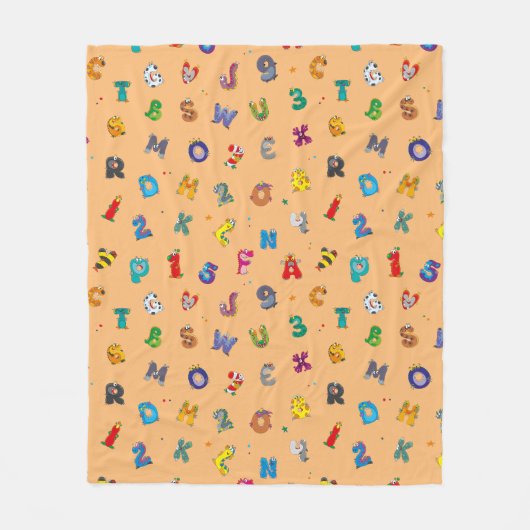 Monster Alphabet Pattern Fleece Deken (Voorkant)