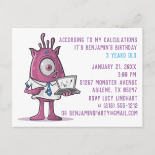 Monster Ansichtkaart Verjaardagsfeest Uitnodiging Briefkaart