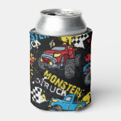 Monster auto: Abstract kinderachtig patroon Blikjeskoeler (Blikje Voorkant)