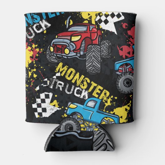 Monster auto: Abstract kinderachtig patroon Blikjeskoeler (Voorkant)