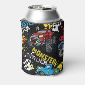 Monster auto: Abstract kinderachtig patroon Blikjeskoeler (Blikje Achterkant)