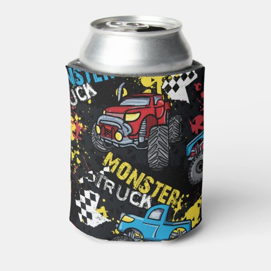 Monster auto: Abstract kinderachtig patroon Blikjeskoeler (Blikje Achterkant)