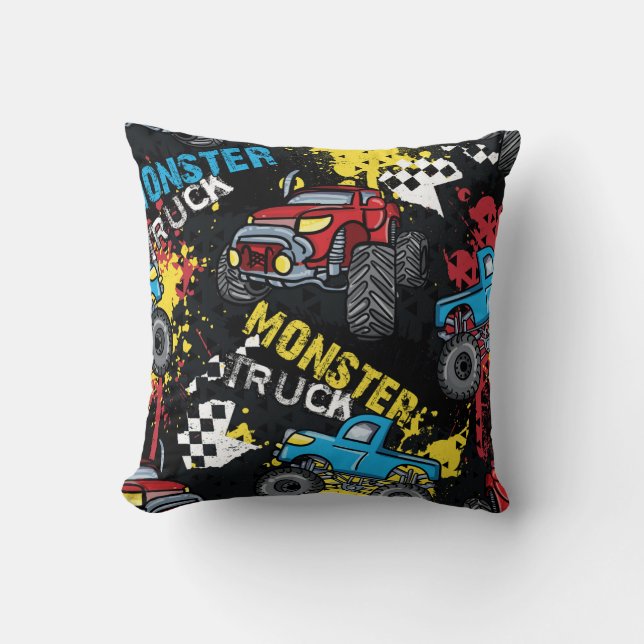 Monster auto: Abstract kinderachtig patroon Kussen (Voorkant)