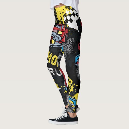 Monster auto: Abstract kinderachtig patroon Leggings (Links)