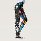 Monster auto: Abstract kinderachtig patroon Leggings (Rechts)