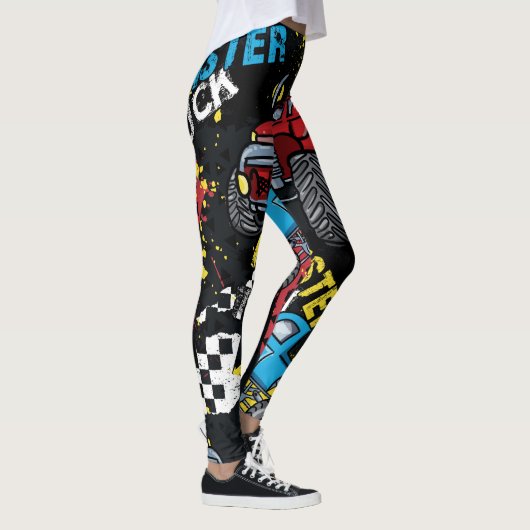Monster auto: Abstract kinderachtig patroon Leggings (Rechts)
