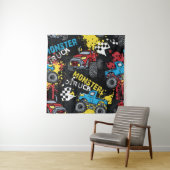 Monster auto: Abstract kinderachtig patroon Wandkleed (In situ)