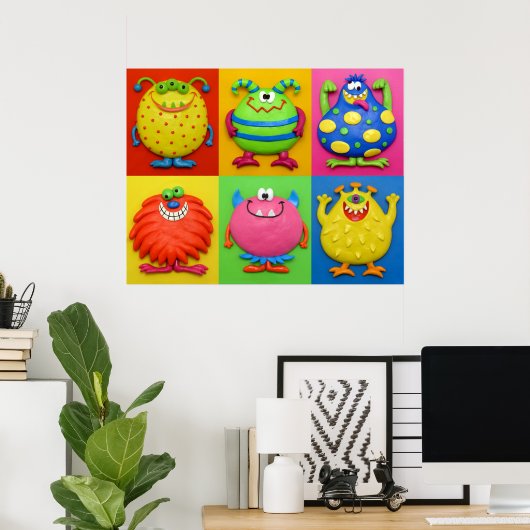 Monster Baby Boy Shower Nursery Poster (Thuiskantoor)